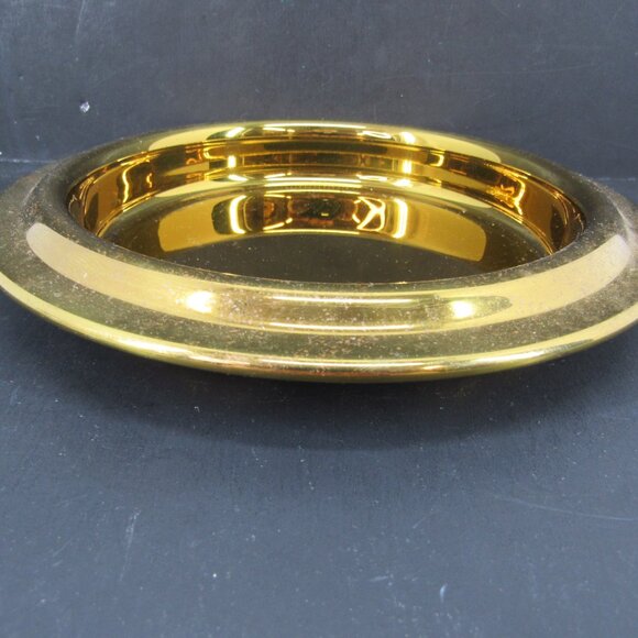 Vintage Baldwin Heavy Glass and Polished Brass 4 Slot Cigar Ashtray 2 Pieces - Picture 4 of 8